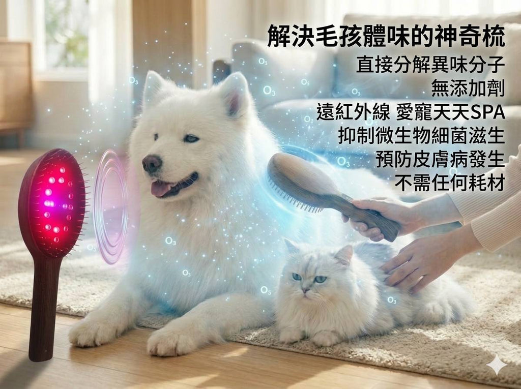 微笑的毛孩 PET-1 寵物除臭梳｜活氧除臭 × 紫外光抑菌 × 遠紅外線護毛